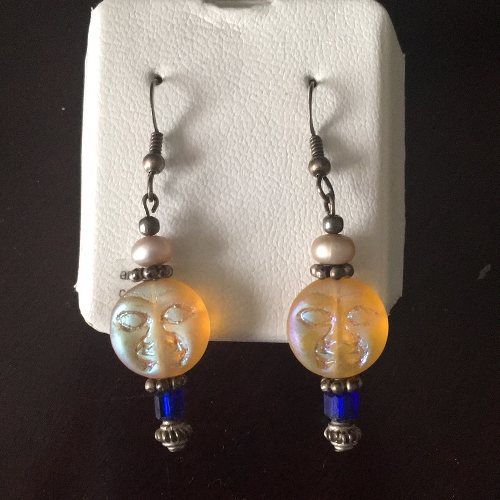 Handmade moon dangle earrings
